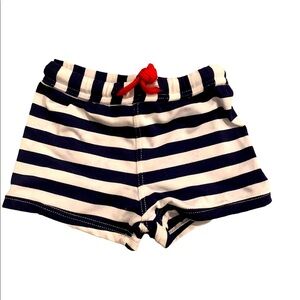 Jacadi boys blue and white striped swim shorts with red drawstring size 18 month